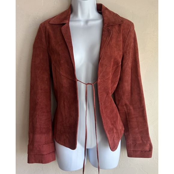 Vintage Georgiou Suede Jacket 10 Brick Red Tie Western Boho Retro Festival